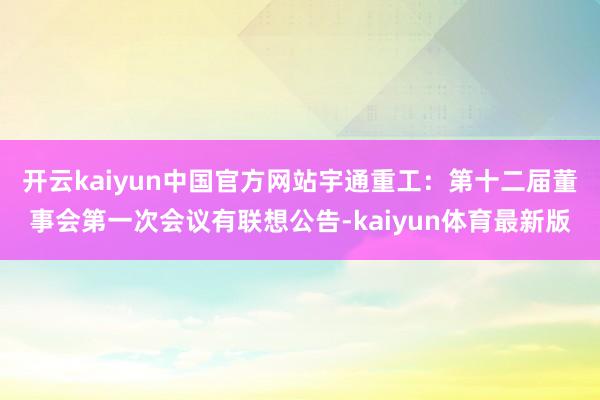 开云kaiyun中国官方网站宇通重工：第十二届董事会第一次会议有联想公告-kaiyun体育最新版