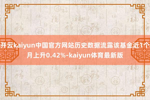 开云kaiyun中国官方网站历史数据流露该基金近1个月上升0.42%-kaiyun体育最新版